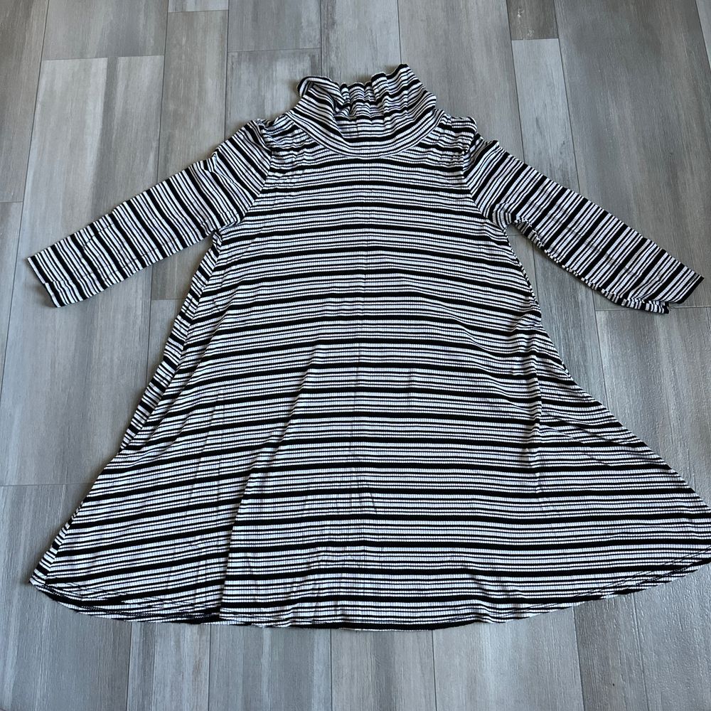 Jun & Ivy Dress Womens L Turtleneck Striped Quarter Sleeve Lagenlook Bohemian